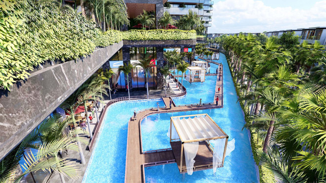 Không gian Sunshine City Sài Gòn luôn tươi mát được tạo bởi diện tích cây xanh rộng lớn và mặt nước bao quanh