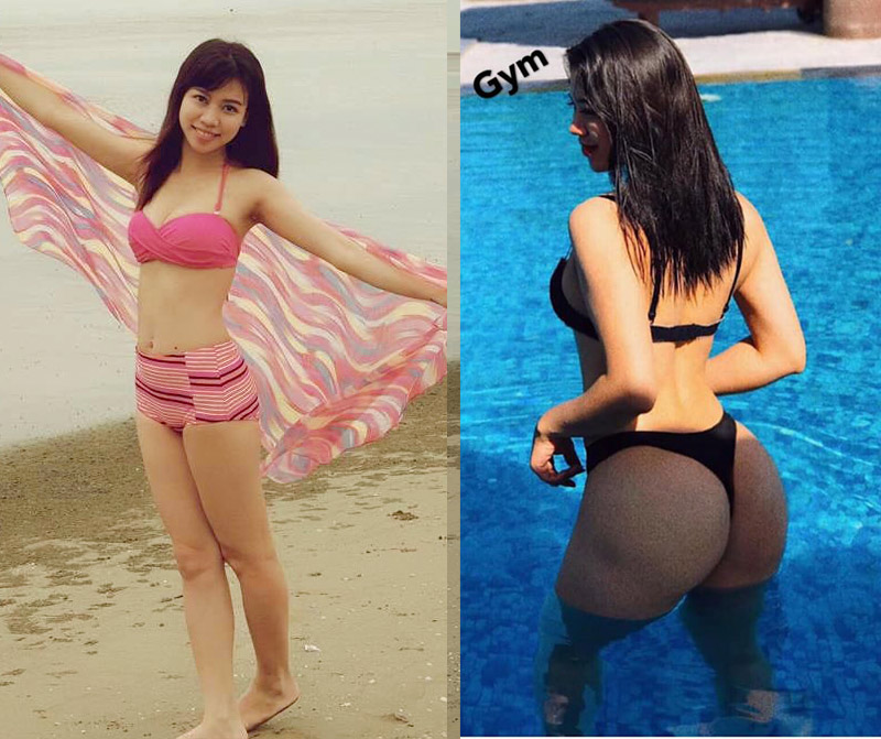 Hình ảnh trước và sau tập gym của Khánh Huyền.