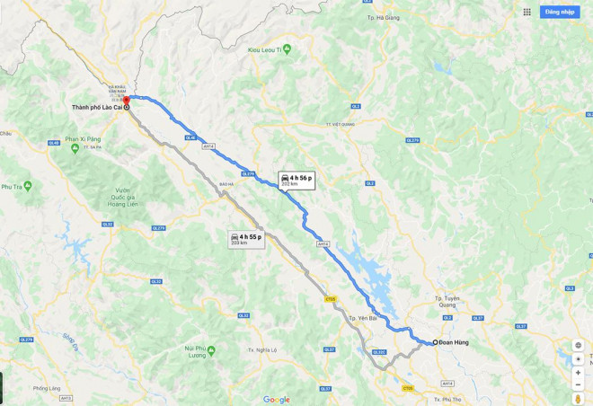 Quốc lộ 70 trên Google map dài khoảng 200 km.