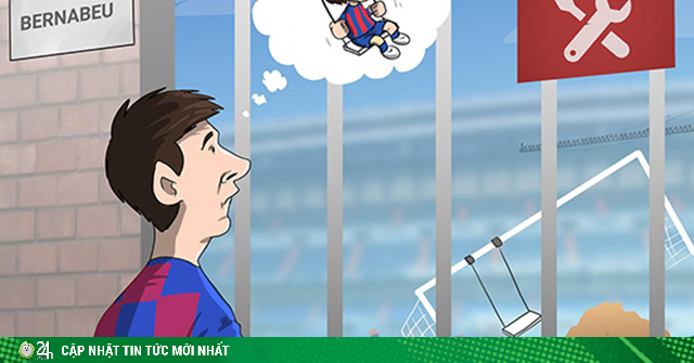 Ảnh chế: Messi tiếc nuối khi không được vui chơi trên sân tập Bernabeu