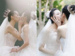 Cặp đôi đồng tính nữ nổi tiếng xứ Trung "khóa môi" ngọt ngào trong đám cưới cổ tích