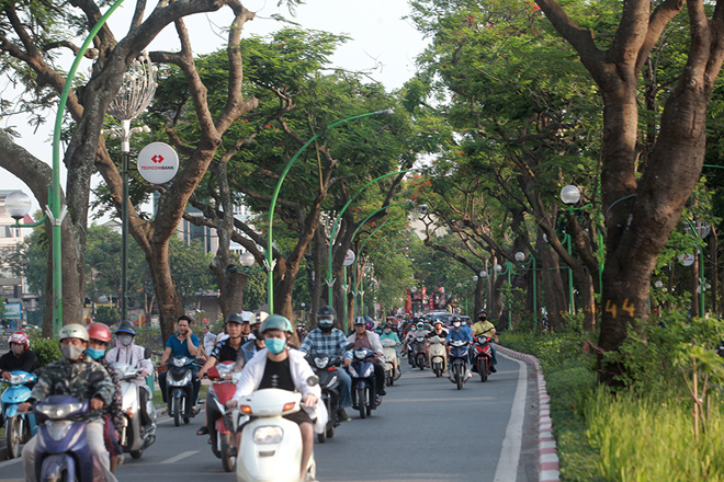 Đường Thanh Niên (quận Ba Đình), nơi đây có những cây phượng vĩ hàng chục năm tuổi, gắn liền với kí ức của nhiều người Hà Nội.