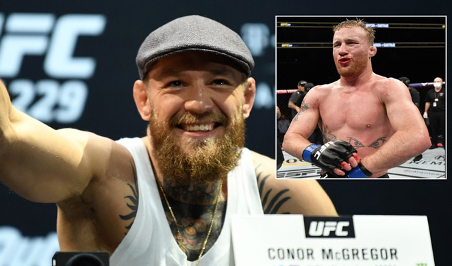 McGregor bị&nbsp;Gaethje (phải) nhạo báng sau tuyên bố giải nghệ