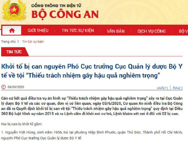 Tin tức trong ngày - Cựu Phó Cục trưởng cục Quản lý dược Bộ Y tế bị khởi tố