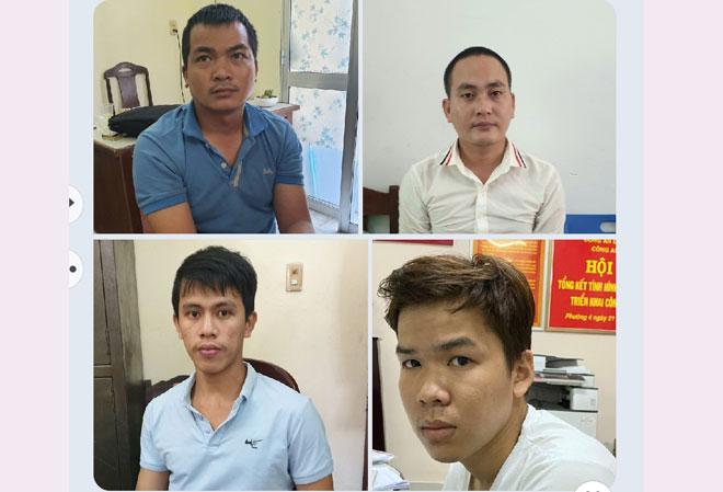 Các đối tượng liên quan đến đường dây làm giả con dấu, tài liệu vừa bị bắt giữ.