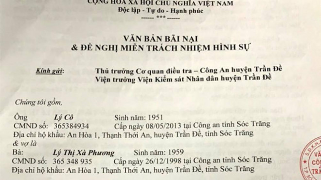 Đơn bãi nại và đề nghị miễn trách nhiệm hình sự cho ông Són.