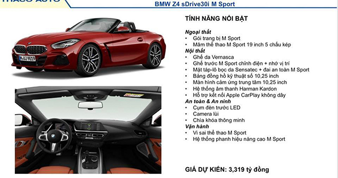 Xe thể thao BMW Z4 có giá bán chính hãng tại Việt Nam hơn 3,3 tỷ đồng - 4