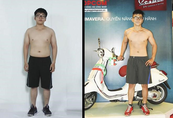 Với thân hình mập tròn, anh Lâm Phương Bách nay đã sở hữu thân hình rắn chắc, cơ bắp ấn tượng