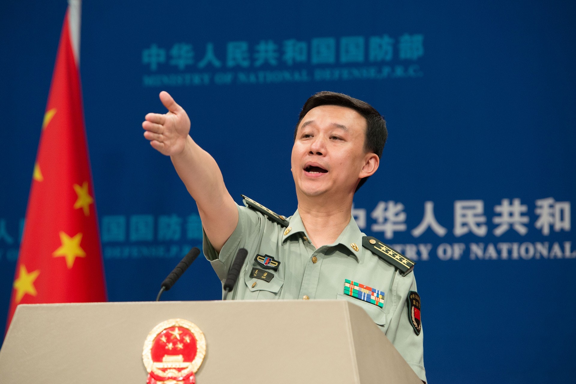 Ngô Khiêm - phát ngôn viên Bộ Quốc phòng Trung Quốc (ảnh: SCMP)