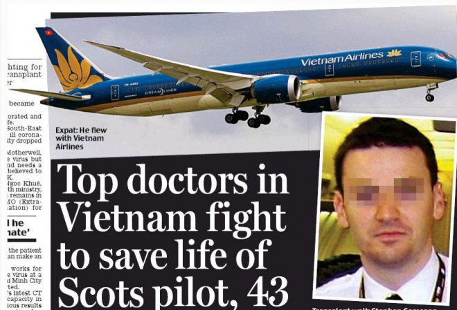 Sự hồi phục của viên phi công người Anh thu hút sự quan tâm của báo chí thế giới về thành công trong chống dịch Covid-19 của Việt Nam Ảnh: Scottish Daily Mail
