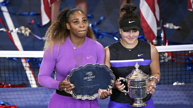 Andreescu (phải) đánh bại Serena (trái) để giành chức vô địch US Open 2019