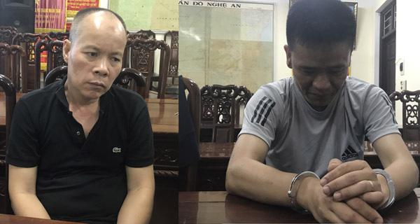 Đối tượng Hùng "đém" bên trái cùng đồng bọn tại cơ quan công an - Ảnh: CAND