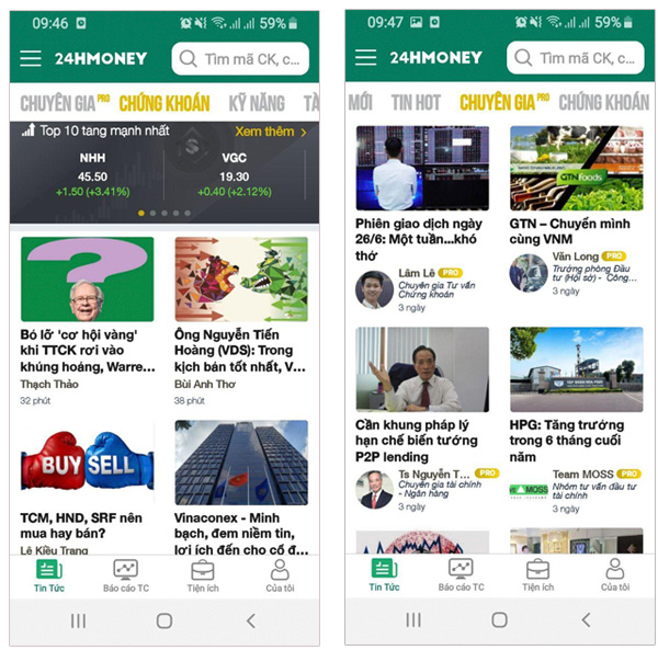 Thông tin về thị trường chứng khoán được cập nhật nhanh chóng trên 24HMoney