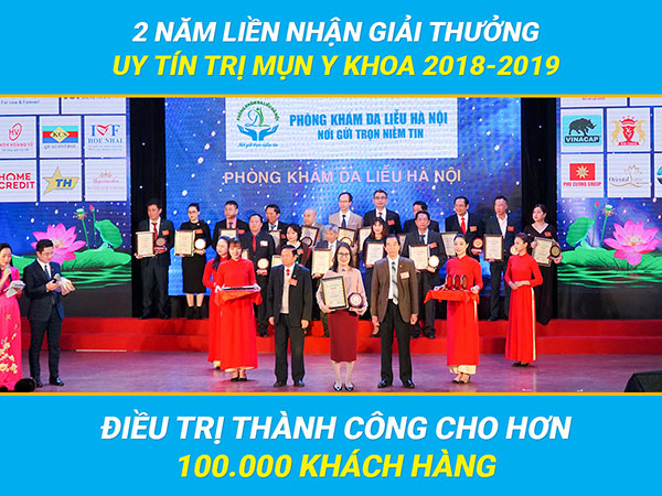 Phòng khám da liễu Hà Nội là đơn vị đầu tiên nhận giải thưởng “Trị mụn uy tín”&nbsp; do người tiêu dùng bình chọn