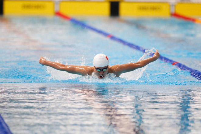 Ánh Viên phá kỷ lục quốc gia của Mỹ Thảo ở nội dung 200m bơi bướm bể 25m&nbsp;