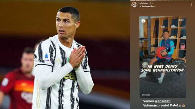 Ronaldo&nbsp;động viên tài năng trẻ Ansu Fati
