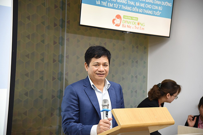 GS. TS. TTND.&nbsp;Lê Danh Tuyên – Viện trưởng Viện Dinh dưỡng Quốc Gia phát biểu tại buổi tập huấn.