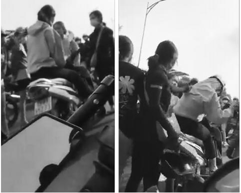 Nữ sinh bị đánh hội đồng ở Bình Phước - Ảnh cắt từ clip