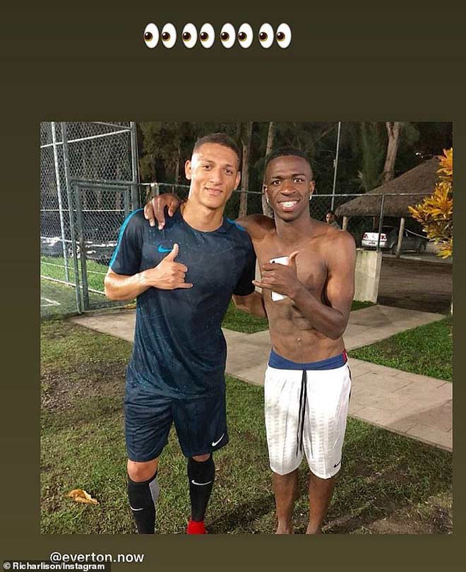 Bức ảnh ngợi ca Vinicius Jr. và ngầm châm chọc Liverpool của tiền đạo Richarlison (Everton) trên trang cá nhân Instagram