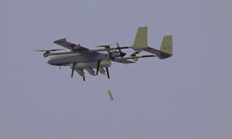 Mẫu máy bay không người lái mang 9 máy bay nhỏ xuất hiện trong cuộc thử nghiệm gần đây.