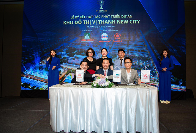 Sự kiện hợp tác chiến lược giữa Công ty CP Liên Minh, Công ty Băng Dương và Sakura Group diễn ra thành công, đánh dấu sự ra đời của KĐT Vị Thanh New City.