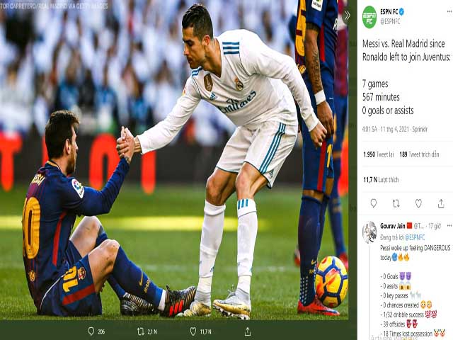 Bóng đá - Barca thua Real: Messi "tàng hình" hơn 1.000 ngày, chơi tệ vì thiếu Ronaldo?
