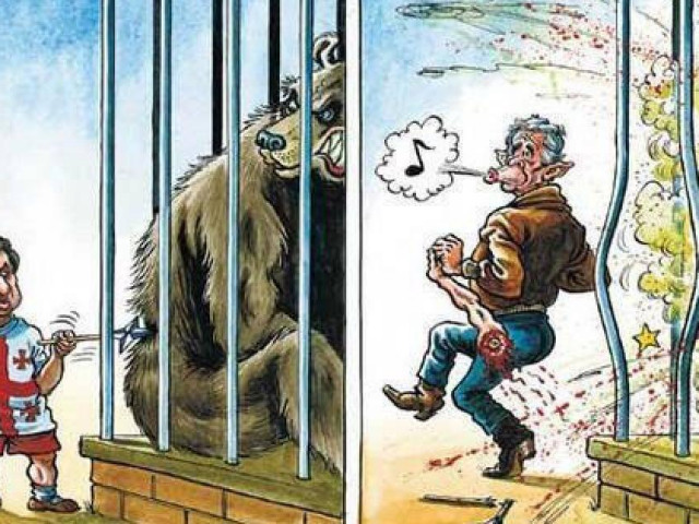 Thế giới - Chống lại Nga, liệu Ukraine có bị "gấu Nga xé xác" như biếm họa năm 2008?