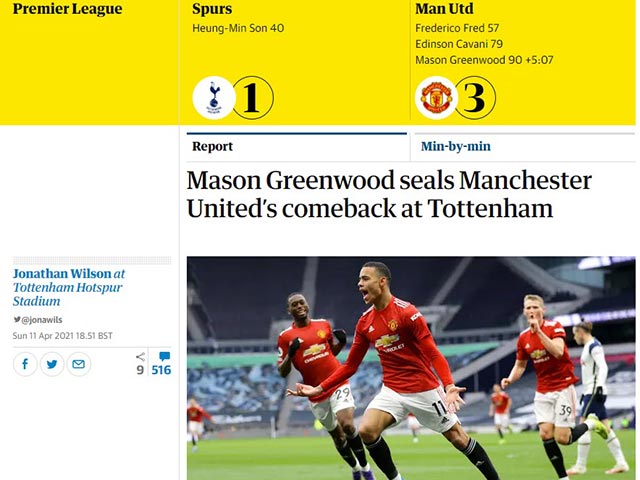 Bóng đá - MU thắng ngược Tottenham: Báo Anh khen Cavani &amp; Pogba, đồn đoán tương lai Kane