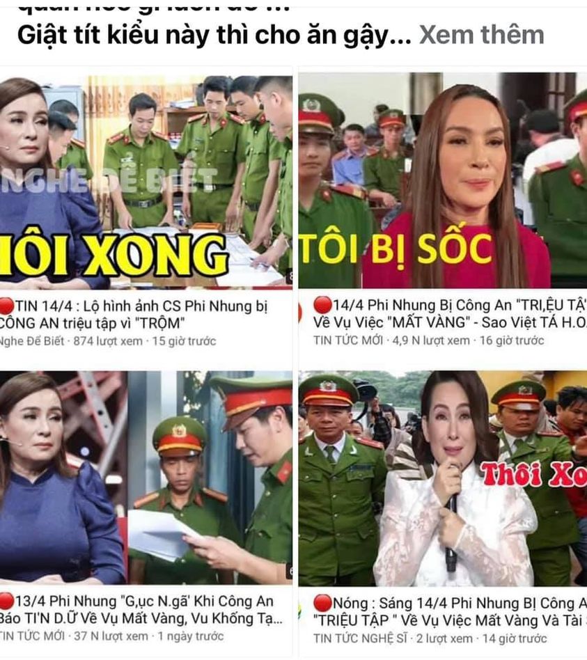Các tin giả về Phi Nhung tràn ngập trên mạng