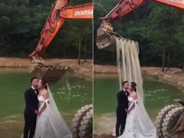 Bạn trẻ - Cuộc sống - Muốn chụp ảnh cưới bên thác nước, cặp đôi nghĩ ra ý tưởng "có một không hai"