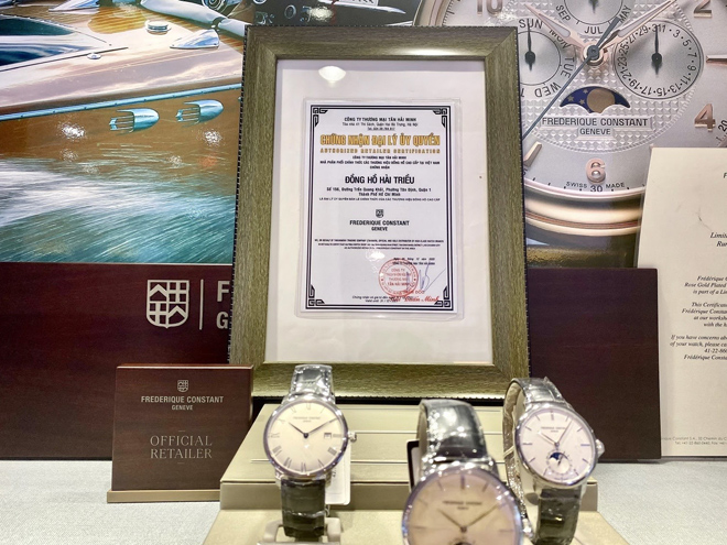 Giấy chứng nhận đại lý ủy quyền từ thương hiệu Frederique Constant cao cấp Thụy Sỹ
