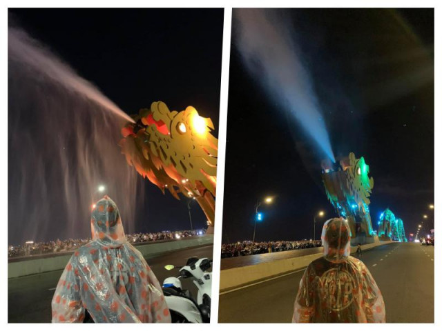 Bạn trẻ - Cuộc sống - Mặc áo mưa ra ngắm cầu Rồng Đà Nẵng, thanh niên bị dè bỉu nhưng 10 phút sau cục diện đã thay đổi