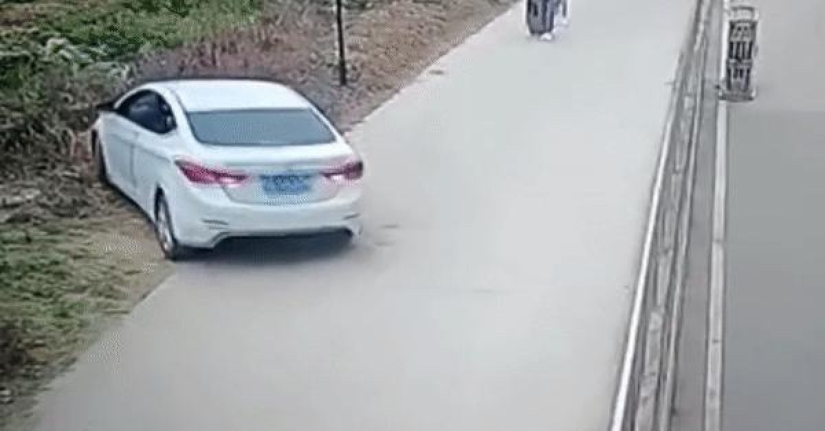 Tin tức ô tô - Nữ tài xế lùi đổ lan can bên đường