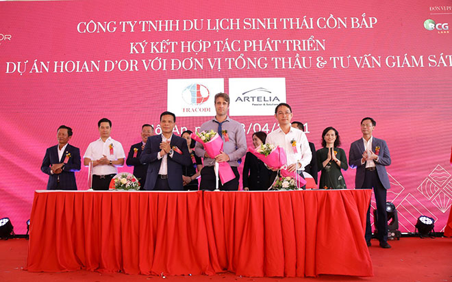 Công ty TNHH Du lịch sinh thái Cồn Bắp ký kết hợp tác phát triển dự án với đơn vị tổng thầu và Tư vấn giám sát.