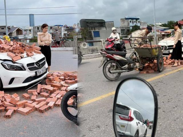 Tin tức trong ngày - Tin tức 24h qua: Đống gạch đè móp ca pô, nữ chủ xe Mercedes vẫn có hành động đẹp
