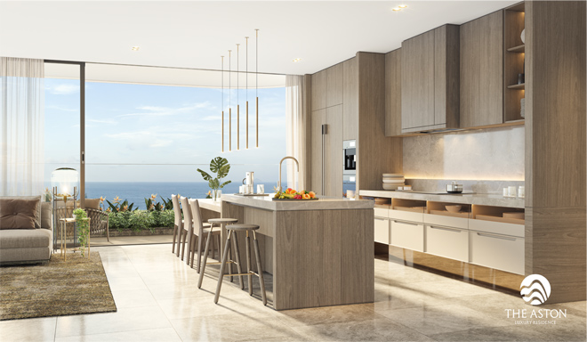 Không gian bếp rộng thoáng đầy ánh sáng