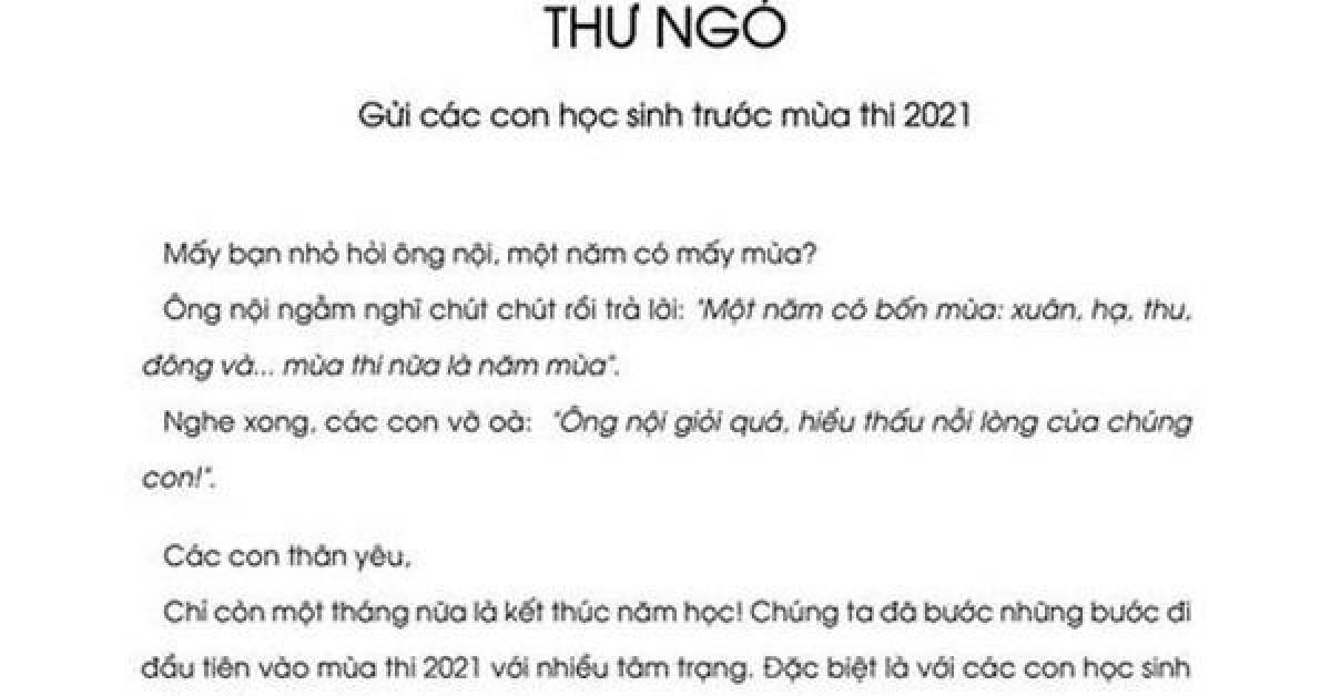 Giáo dục - du học - Bức thư thầy hiệu trưởng gửi học sinh trước mùa thi gây xúc động