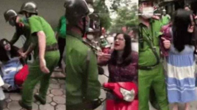 Hình ảnh người phụ nữ la hét, chửi bới công an được đăng tải trên mạng xã hội