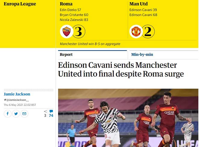 Bài viết về trận đấu trên tờ The Guardian