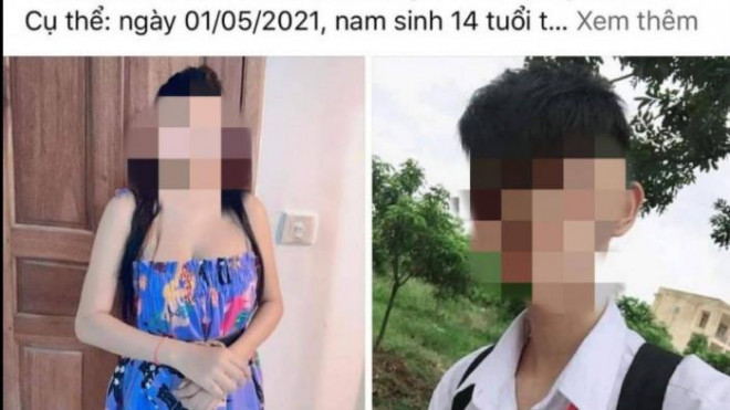 Hình ảnh của người phụ nữ và nam sinh được chủ Facebook Quách Thị Thêu đăng tải