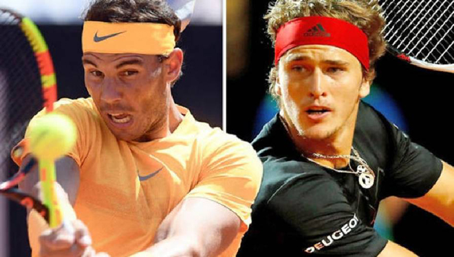 Nadal (trái) mất nhiều thứ khi thua Zverev ở tứ kết Madrid Open 2021