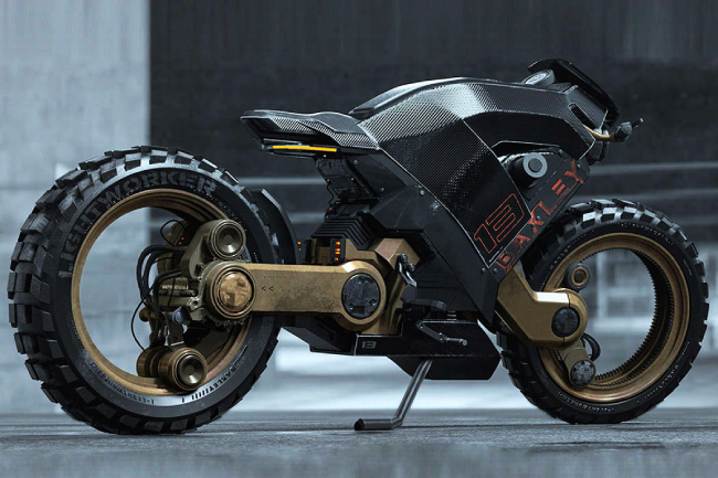 1. Mẫu mô tô Baxley Moto có thiết kế không trục, mang phong cách xe đường phố đậm chất tương lai.
