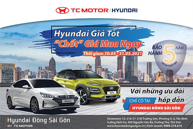 Hyundai Đông Sài Gòn KMBH Tháng 05: giảm giá 100 triệu, tặng 50% trước bạ, bảo hiểm vật chất xe - 1