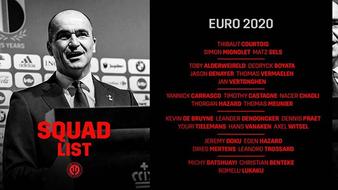 Danh sách triệu tập ĐT Bỉ cho EURO 2021