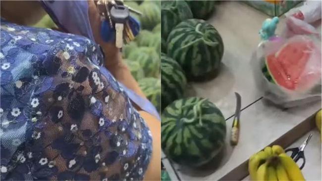 Ông chủ nhất định không nhượng bộ, bà cô đành hậm hực bỏ vể, tiện tay ném luôn nửa quả dưa.