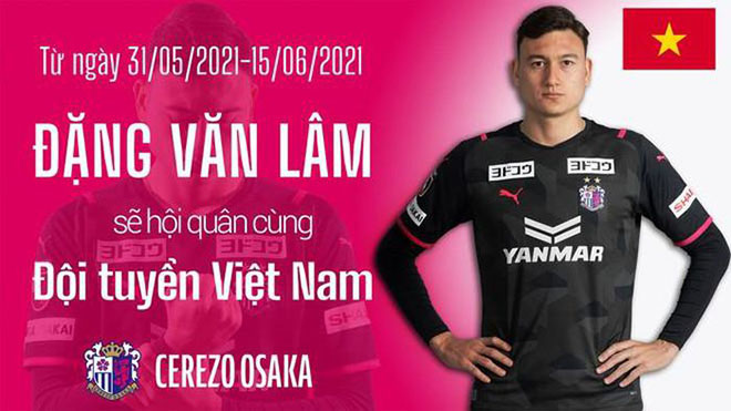 Văn Lâm có thể hội quân cùng ĐT Việt Nam, theo thông báo từ phía CLB Cerezo Osaka