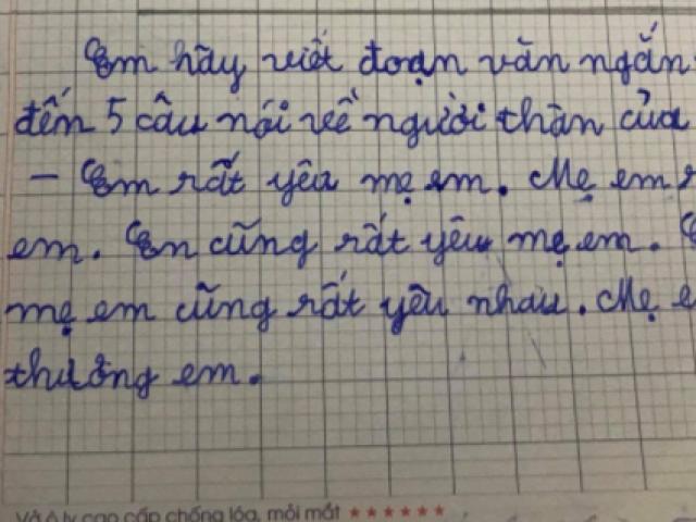 Giáo dục - du học - Cậu bé tiểu học làm văn về tình cảm mẹ con cực "bá đạo", ai đọc xong cũng phải cười sặc sụa