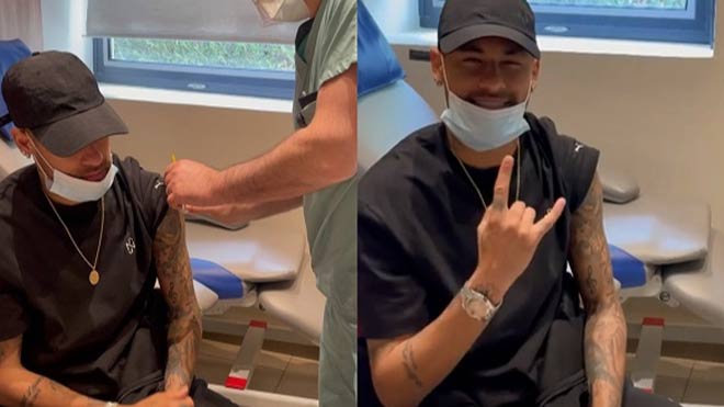 Neymar được tiêm một liều vắc-xin Covid-19 sáng 20/5 tại thủ đô Paris (Pháp)