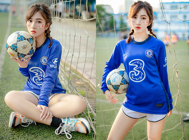 Minh Châu là fan nữ xinh đẹp bậc nhất của hội CĐV Chelsea tại Việt Nam