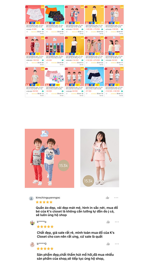 K’s Closet được nhiều mẹ tin tưởng cho 5 sao